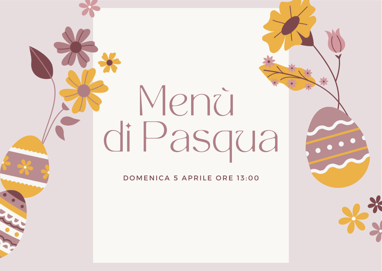 Rosa Senape Illustrato Moderno Pasqua Menu (1)